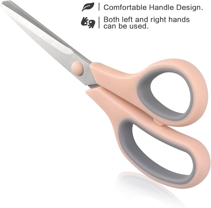 LONGKEY Scissors 8.5 Inch scissors all purpose Bulk Set of 3, Scissors for Office Home School Craft Supplies, Soft Comfort-Grip Right/Left Hand, Gray - Image 4